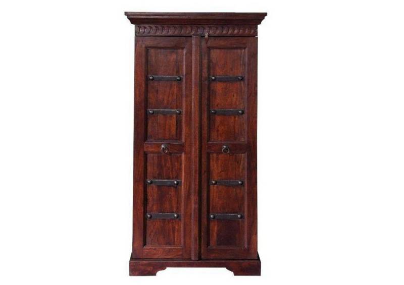 Massivmoebel24 Dreh-/Schwebetürenschrank (Schrank Akazie 70x36x133 nougat lackiert OXFORD #518) Schrank Akazie 70x36x133 nougat lackiert OXFORD #518 von Massivmoebel24
