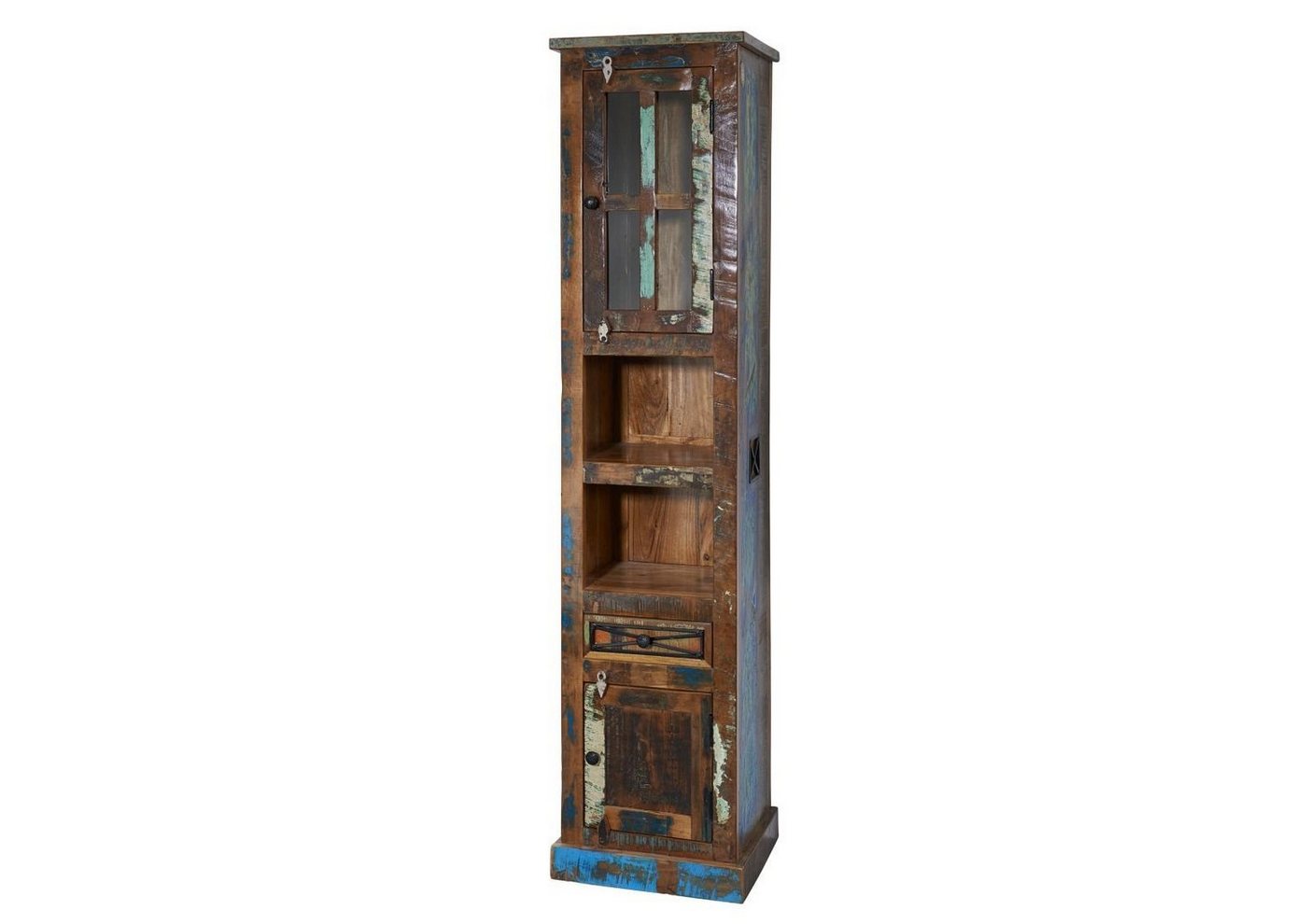 Massivmoebel24 Dreh-/Schwebetürenschrank (Altholz 44x34x189 mehrfarbig NATURE OF SPIRIT BAD #103) Altholz 44x34x189 mehrfarbig NATURE OF SPIRIT BAD #103 von Massivmoebel24