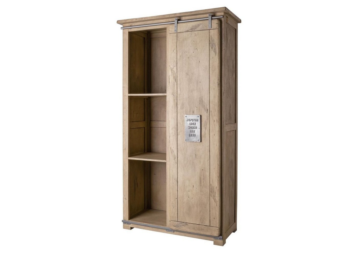 Massivmoebel24 Dreh-/Schwebetürenschrank #315 (Schrank Mango 100x50x190 whitewash lackiert RAILWAY #315) von Massivmoebel24