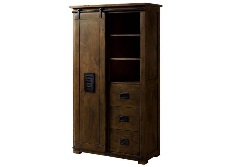 Massivmoebel24 Dreh-/Schwebetürenschrank Kleiderschrank Mango 100x45x175 braun lackiert RAILWAY #414 von Massivmoebel24