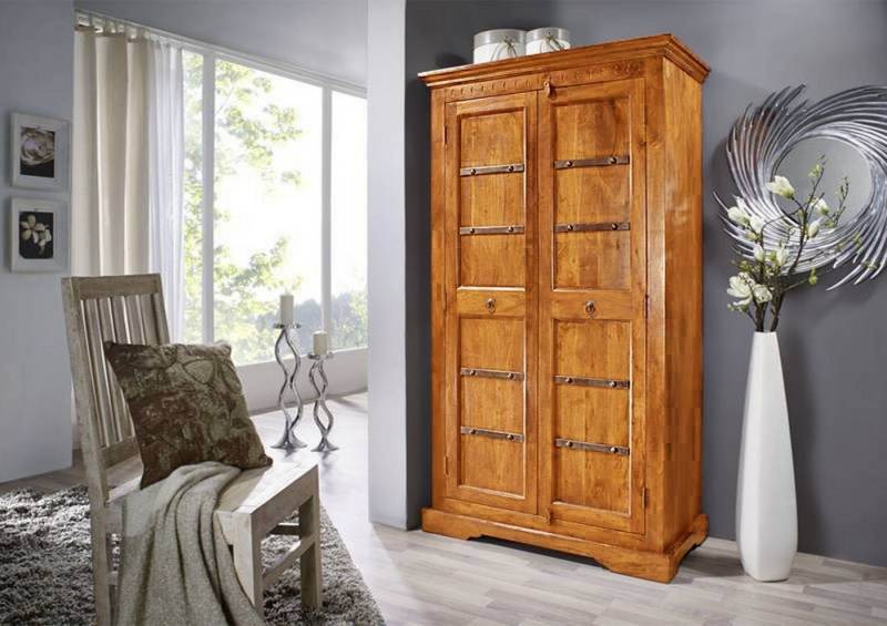 Massivmoebel24 Dreh-/Schwebetürenschrank Schrank Akazie 97x50x176 honig lackiert OXFORD #0401 von Massivmoebel24