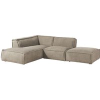Massivmoebel24 - Ecksofa inkl. Hocker 195x220x79 Polyester taupe ravenna. von Massivmoebel24