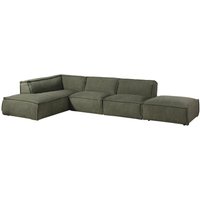 Massivmoebel24 - Ecksofa inkl. Hocker 285x220x79 Polyester grün ravenna von Massivmoebel24