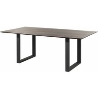 Massivmoebel24 - Esstisch Akazie 200x100 braun lackiert / U-Beine anth. matt swiss edge von Massivmoebel24