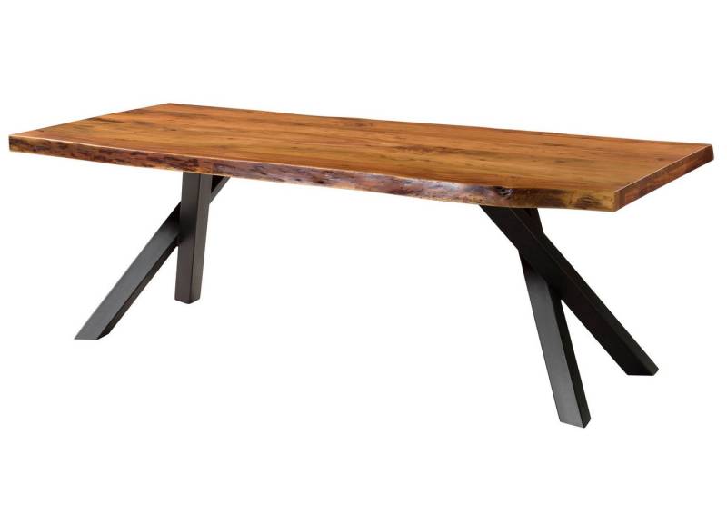 Massivmoebel24 Esstisch FREEFORM (Massivholz, Massivholztisch), Baumtisch Akazie 180x90x76 natur lackiert / A-Gestell anthrazit matt von Massivmoebel24