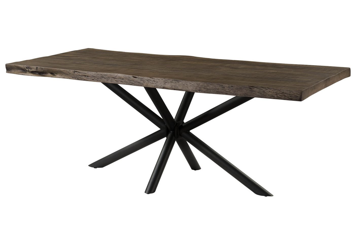 Massivmoebel24 Esstisch FREEFORM (Massivholz, Massivholztisch), Baumtisch Mango 200x100x76 grau lackiert / Kreuzgestell anthrazit matt von Massivmoebel24