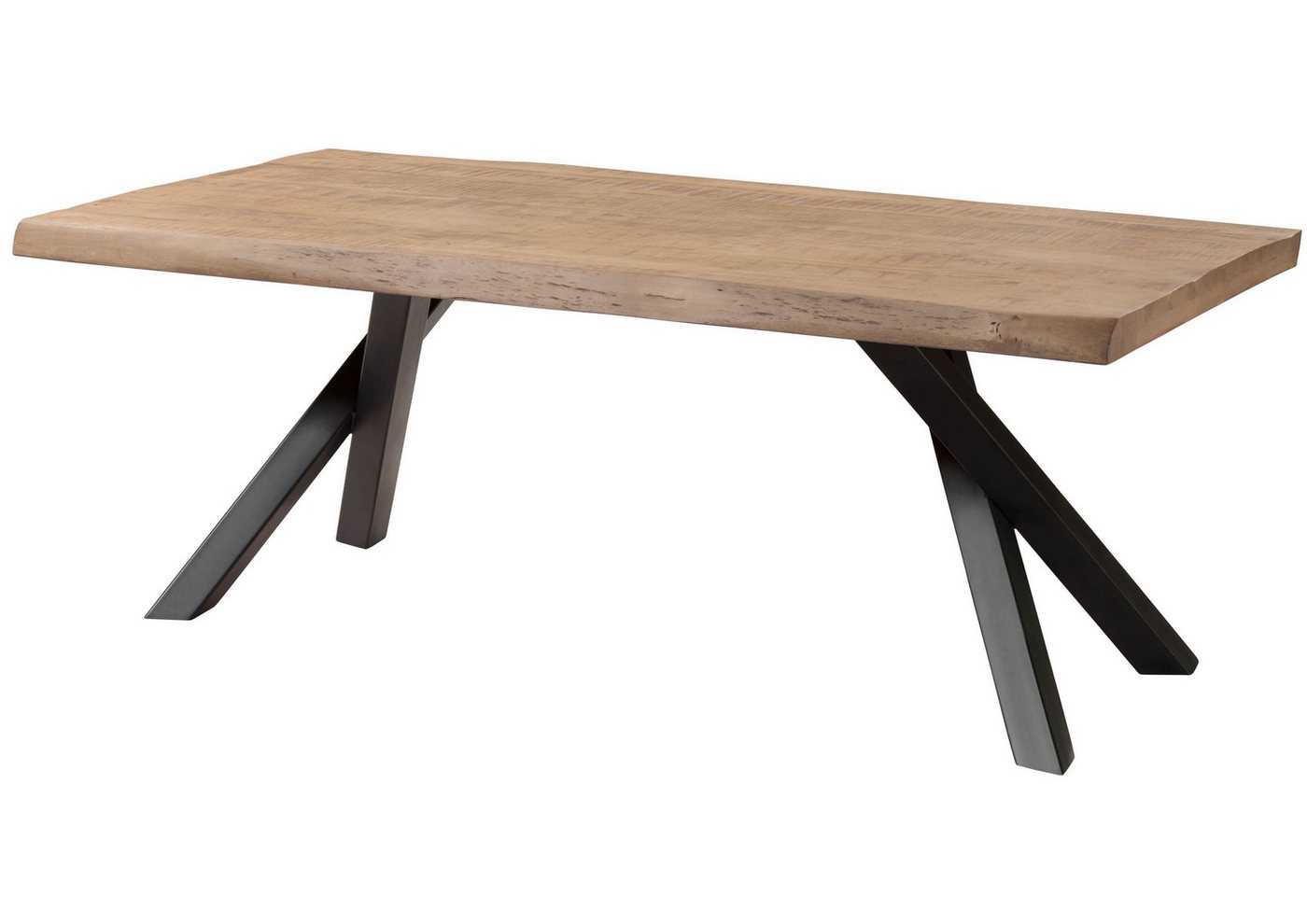 Massivmoebel24 Esstisch FREEFORM (Massivholz, Massivholztisch), Baumtisch Mango 240x100x76 beige lackiert / A-Gestell anthrazit matt von Massivmoebel24