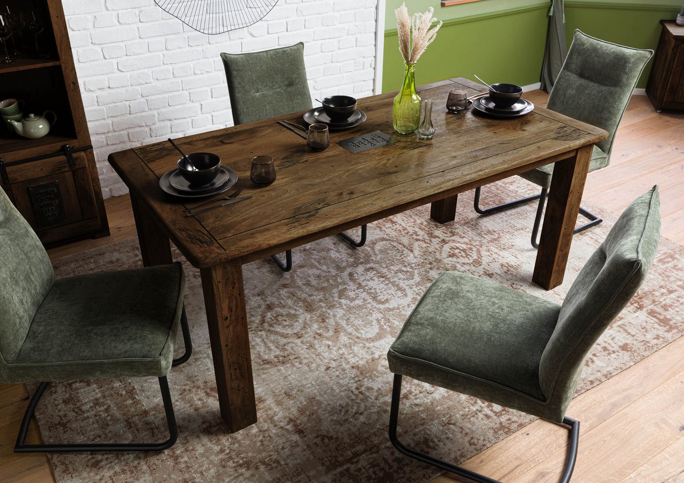 Massivmoebel24 Esstisch RAILWAY (Massivholz, Massivholztisch), Esstisch Mango 200x100x76 braun lackiert RAILWAY #1115 von Massivmoebel24