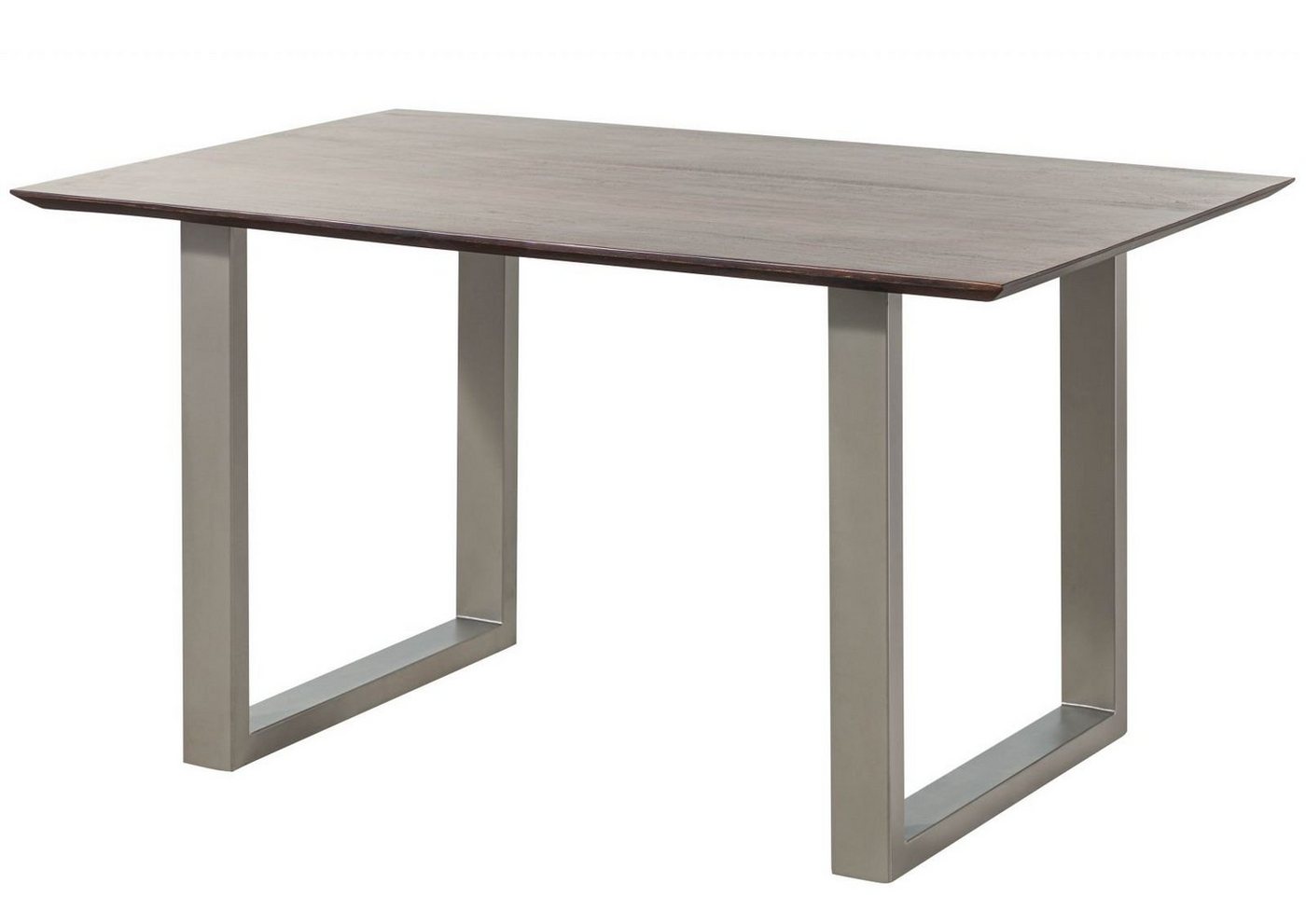 Massivmoebel24 Esstisch SWISS EDGE (Massivholz, Massivholztisch), Esstisch Akazie 140x90 braun lackiert / U-Beine silber matt SWISS EDGE von Massivmoebel24