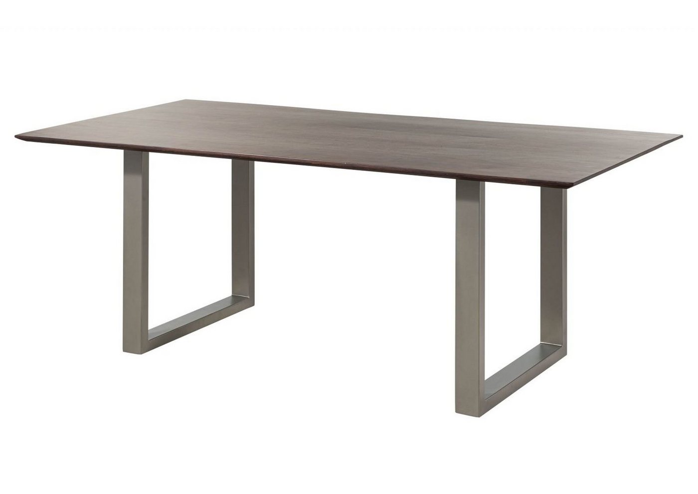 Massivmoebel24 Esstisch SWISS EDGE (Massivholz, Massivholztisch), Esstisch Akazie 180x90 braun lackiert / U-Beine silber matt SWISS EDGE von Massivmoebel24