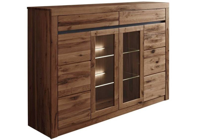 Massivmoebel24 Highboard (Highboard Wild-/Zerreiche 170x45x125 Tabacco brown geölt MONTREUX #312) von Massivmoebel24