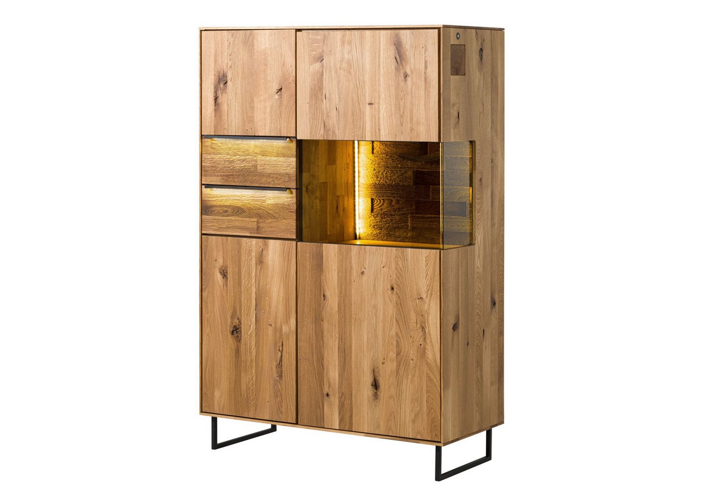 Massivmoebel24 Highboard (Wildeiche 94x43x144 natur geölt WIEN #225) von Massivmoebel24