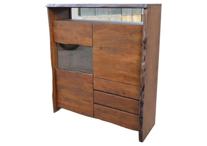 Massivmoebel24 Highboard (Highboard Akazie 131x45x147 braun lackiert PURE ACACIA #803) von Massivmoebel24