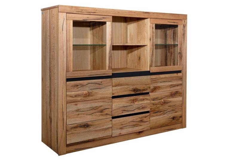 Massivmoebel24 Highboard (Highboard Wild-/Zerreiche 160x45x140 natur geölt MONTREUX #042) von Massivmoebel24