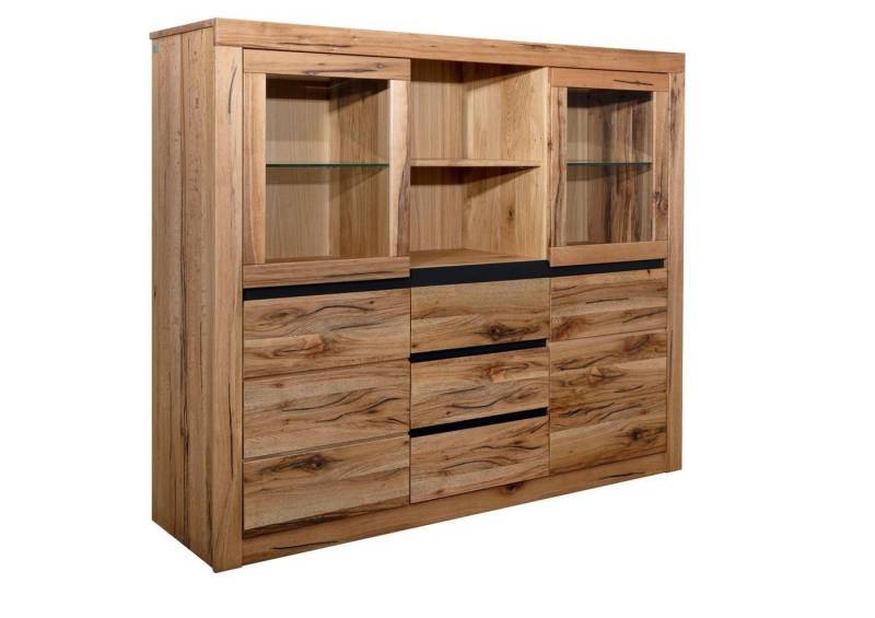 Massivmoebel24 Highboard Highboard Wild-/Zerreiche 160x45x140 natur geölt MONTREUX #042 von Massivmoebel24