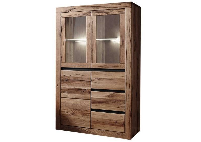 Massivmoebel24 Highboard (Highboard Wild-/Zerreiche 95x42x150 Tabacco brown geölt MONTREUX #323) von Massivmoebel24