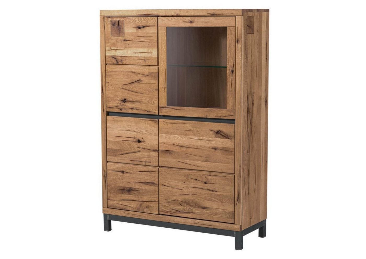 Massivmoebel24 Highboard Highboard Wildeiche 103x40x148 Tabacco brown geölt VILLANDERS #305 von Massivmoebel24