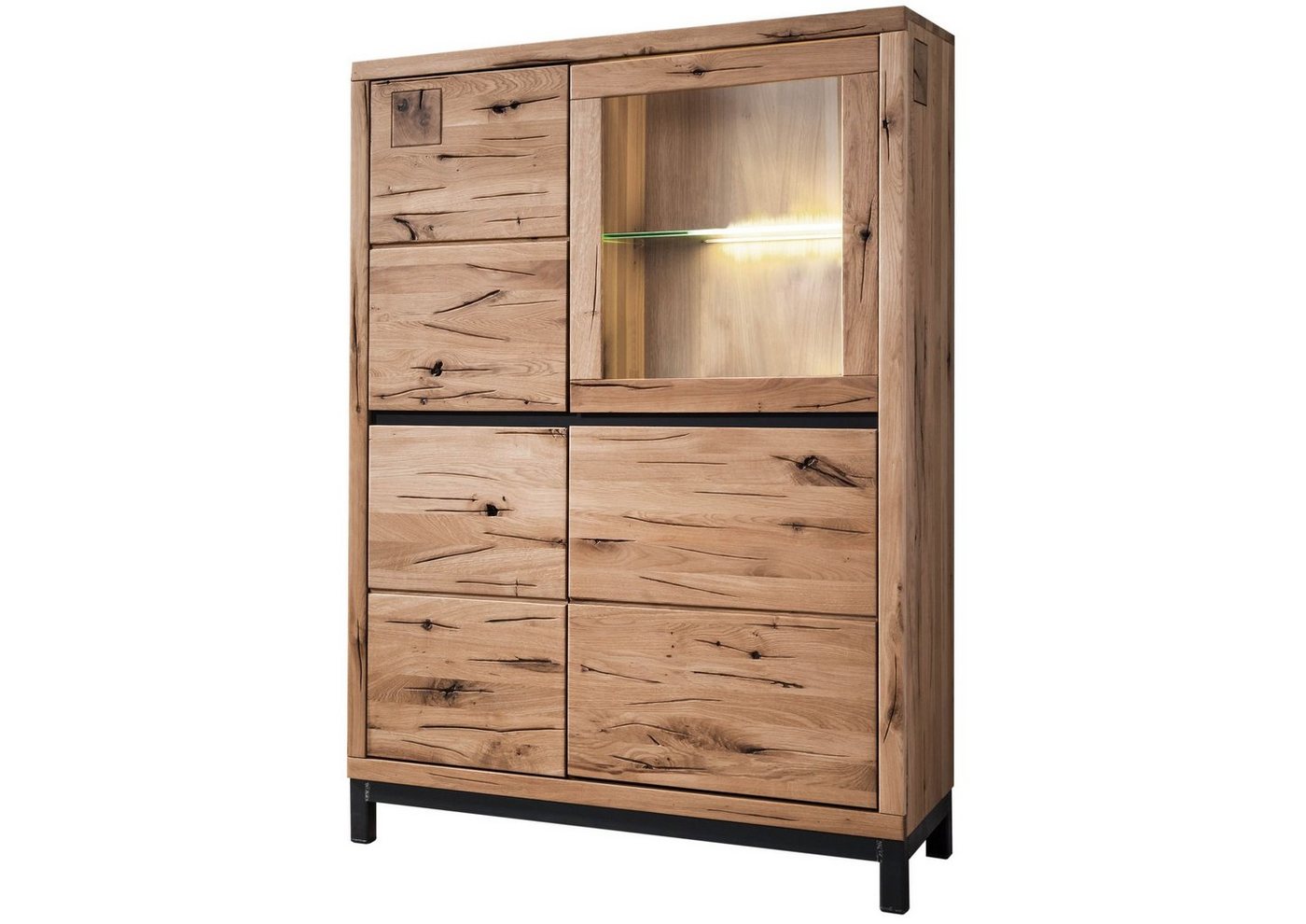 Massivmoebel24 Highboard Highboard Wildeiche 103x40x148 natur geölt VILLANDERS #105 von Massivmoebel24