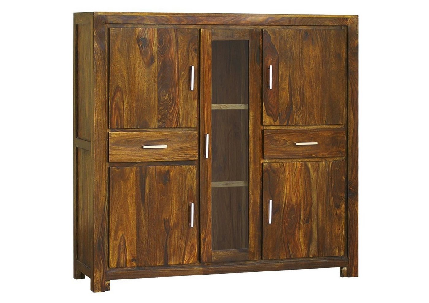 Massivmoebel24 Highboard Highboard Sheesham 145x42x140 life honey lackiert METRO LIFE #107 von Massivmoebel24