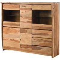 Highboard Sheesham 166x48x145 natur lackiert / sandgestrahlt pure sheesham 200 von Massivmoebel24