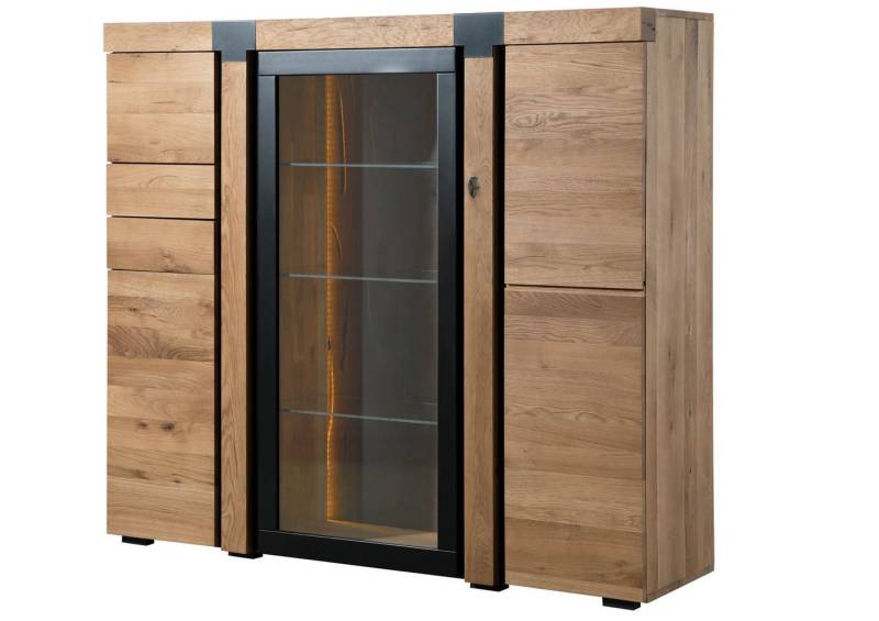Massivmoebel24 Highboard (Wildeiche 161x45x144 natur geölt ROTTERDAM #101) von Massivmoebel24