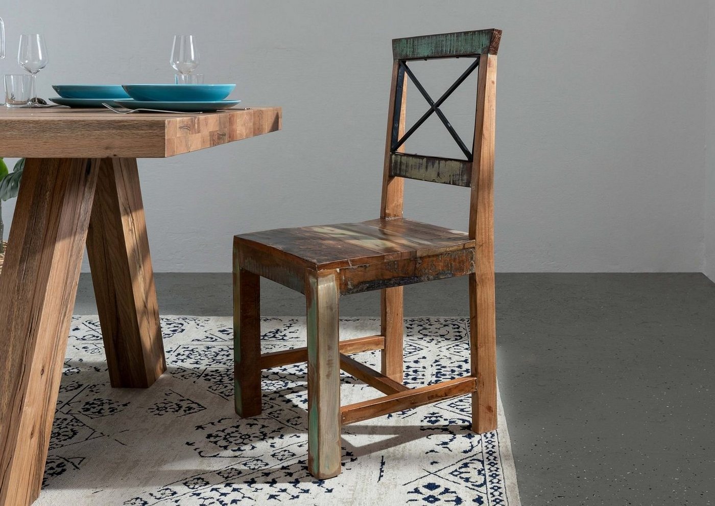 Massivmoebel24 Holzstuhl NATURE OF SPIRIT, Altholz 45x45x95 mehrfarbig NATURE OF SPIRIT #26, 2er Set Massivmoebel24 Holzstuhl NATURE OF SPIRIT, Altholz 45x45x95 mehrfarbig NATURE OF SPIRIT #26, 2er Set von Massivmoebel24