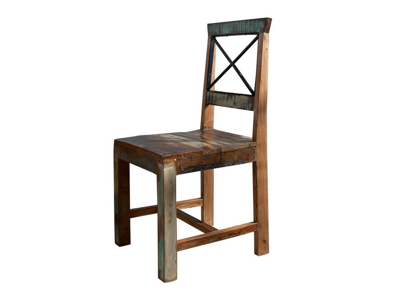 Massivmoebel24 Holzstuhl NATURE OF SPIRIT, Stuhl Altholz 45x45x95 mehrfarbig lackiert NATURE OF SPIRIT #26 von Massivmoebel24