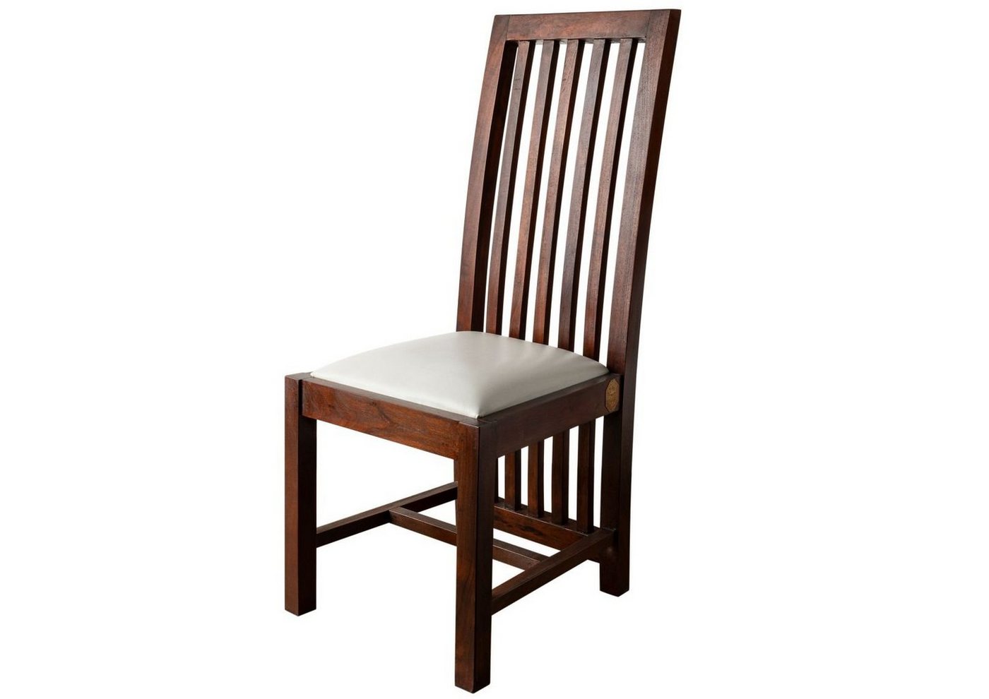 Massivmoebel24 Holzstuhl OXFORD, OXFORD ZENO #30 2er Set 43x50x109 Polster weiss Akazie nougat von Massivmoebel24