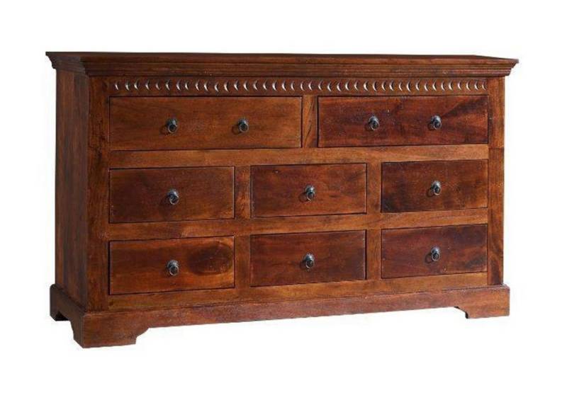 Massivmoebel24 Kommode (Kommode Akazie 145x49x85 nougat lackiert OXFORD #524) von Massivmoebel24