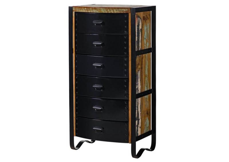 Massivmoebel24 Kommode (Kommode Altholz 60x43x120 mehrfarbig lackiert INDUSTRIAL #09) von Massivmoebel24