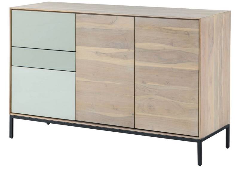 Massivmoebel24 Kommode (Kommode Akazie 134x45x85 grau-weiß geölt CHICAGO #07) von Massivmoebel24