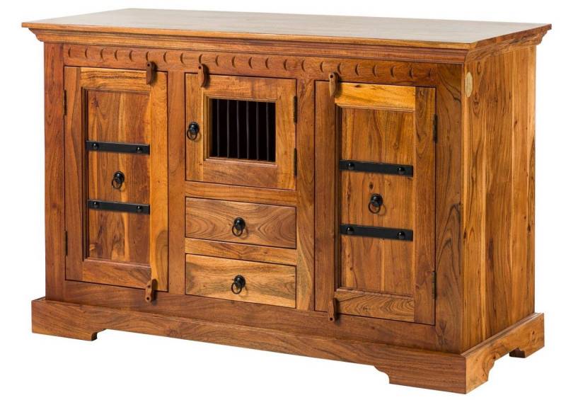 Massivmoebel24 Kommode (Kommode Akazie 130x50x85 honig lackiert OXFORD #0412) von Massivmoebel24