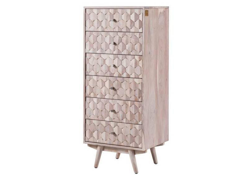 Massivmoebel24 Kommode (Kommode Akazie 53x42x125 weiß lackiert MOSAYK #208) von Massivmoebel24