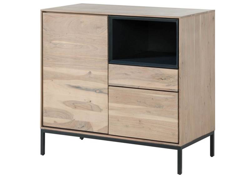 Massivmoebel24 Kommode (Kommode Akazie 90x45x85 grau-weiß geölt CHICAGO #08) von Massivmoebel24
