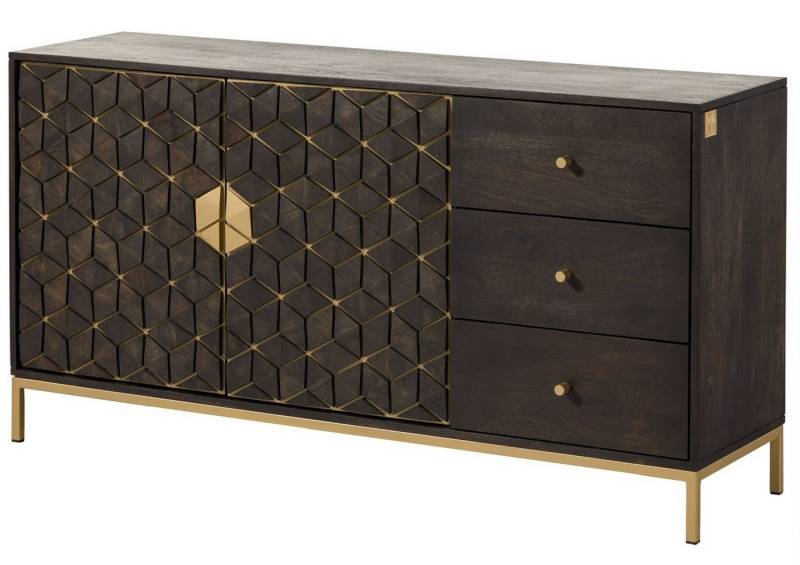 Massivmoebel24 Kommode (Kommode Mango 145x40x77 grau geölt DIAMOND #107) von Massivmoebel24