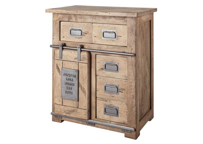 Massivmoebel24 Kommode (Kommode Mango 70x45x85 whitewash lackiert RAILWAY #311) von Massivmoebel24