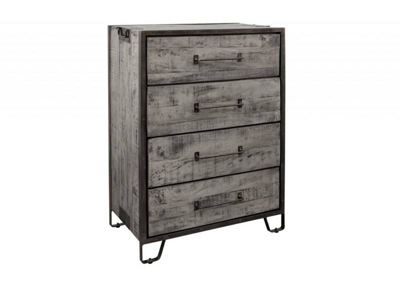 Massivmoebel24 Kommode (Kommode Mango 81x46x122 grau lackiert HEAVY INDUSTRY #117) von Massivmoebel24