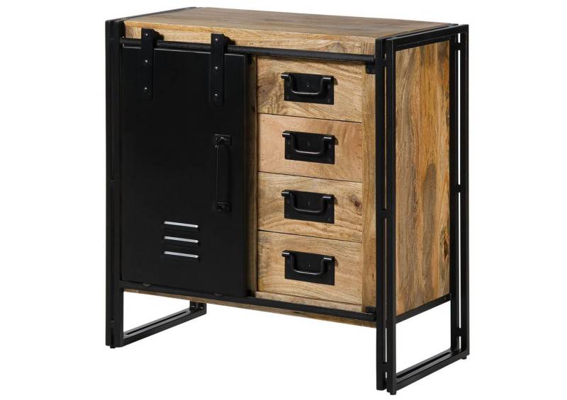 Massivmoebel24 Kommode (Mango 90x45x90 natur lackiert / Metall schwarz BLACKBURN #108) von Massivmoebel24