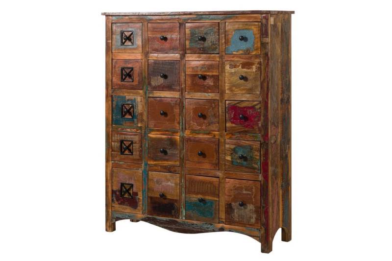 Massivmoebel24 Kommode (Kommode Altholz 125x40x150 mehrfarbig lackiert NATURE OF SPIRIT #60) von Massivmoebel24