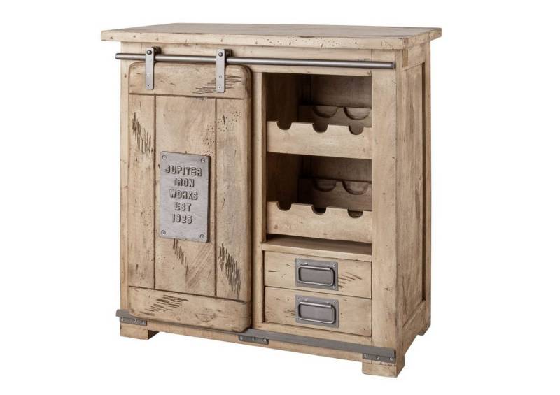 Massivmoebel24 Kommode (Weinkommode Mango 80x40x82 whitewash lackiert RAILWAY #340) von Massivmoebel24