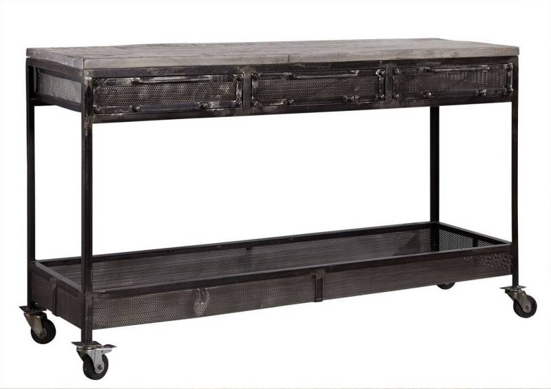 Massivmoebel24 Konsolentisch HEAVY INDUSTRY (Konsolentisch Mango 150x45x90 grau lackiert HEAVY INDUSTRY #121), Konsolentisch Mango 150x45x90 grau lackiert HEAVY INDUSTRY #121 von Massivmoebel24