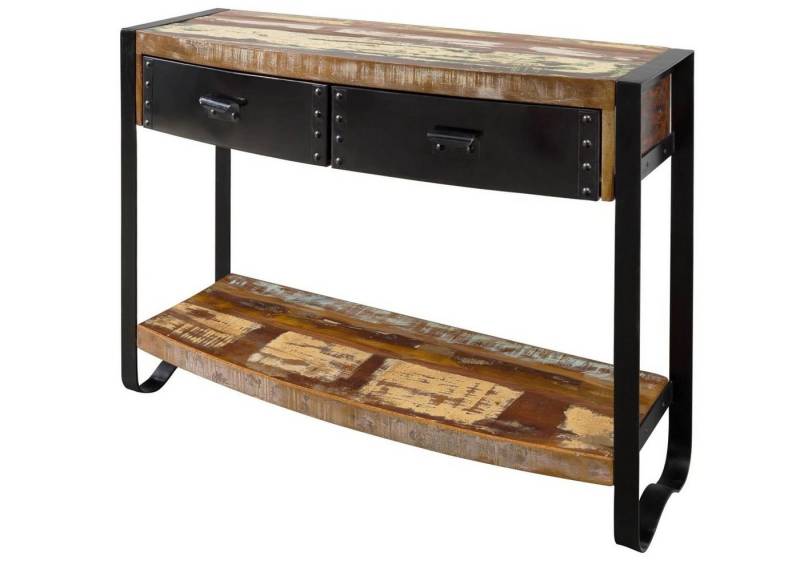 Massivmoebel24 Konsolentisch INDUSTRIAL (Konsolentisch Altholz 105x35x80 mehrfarbig lackiert INDUSTRIAL #08) von Massivmoebel24