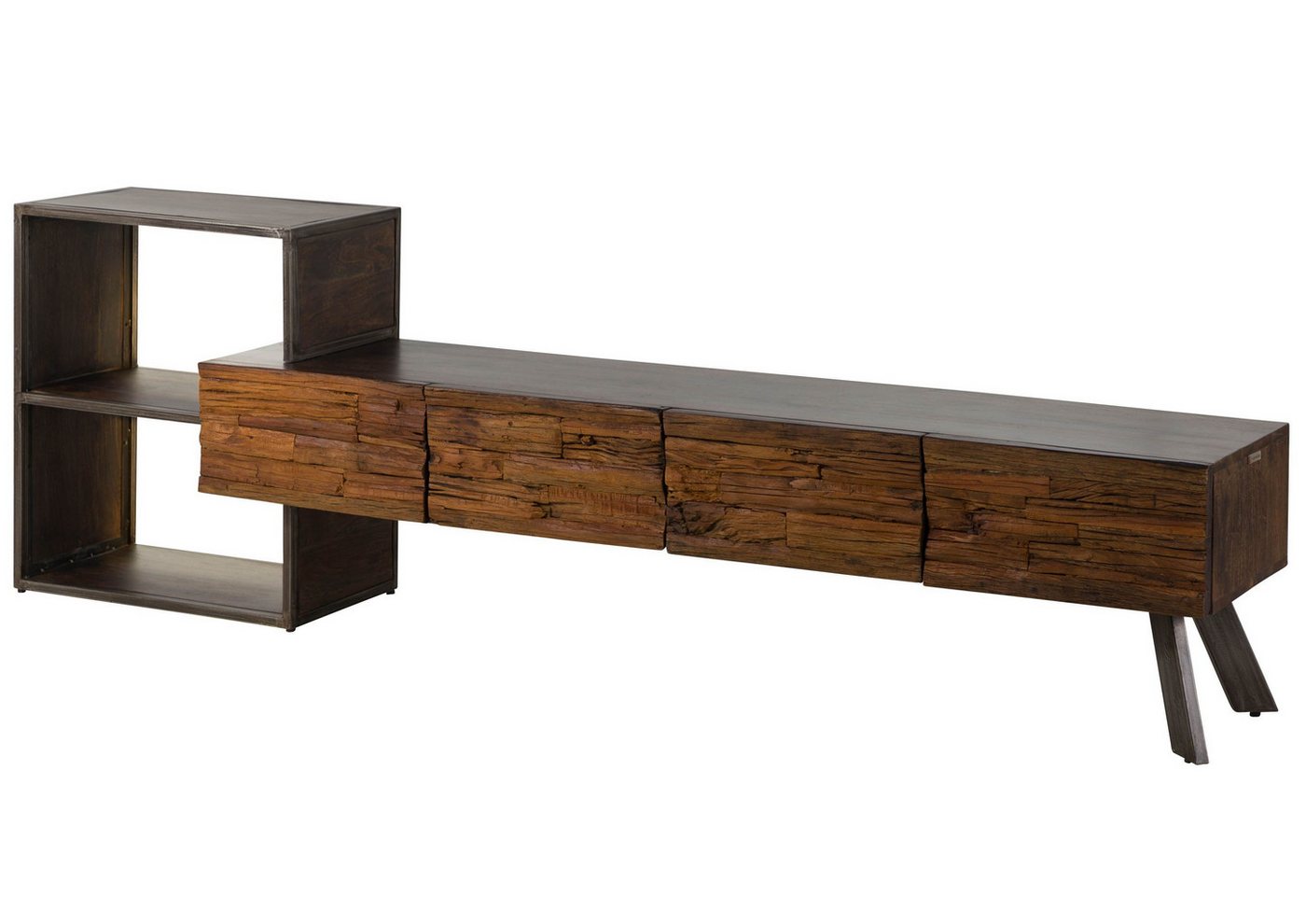 Massivmoebel24 Lowboard (Akazie / Altholz 225x40x70 braun lackiert SEVILLA #15) von Massivmoebel24