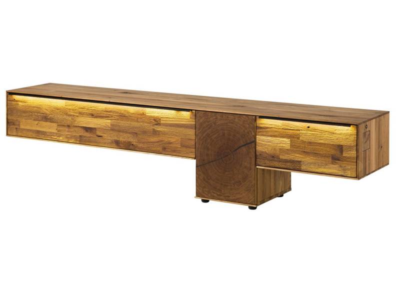 Massivmoebel24 Lowboard (Massivholz), Wildeiche 220x43x55 natur geölt WIEN #111 von Massivmoebel24