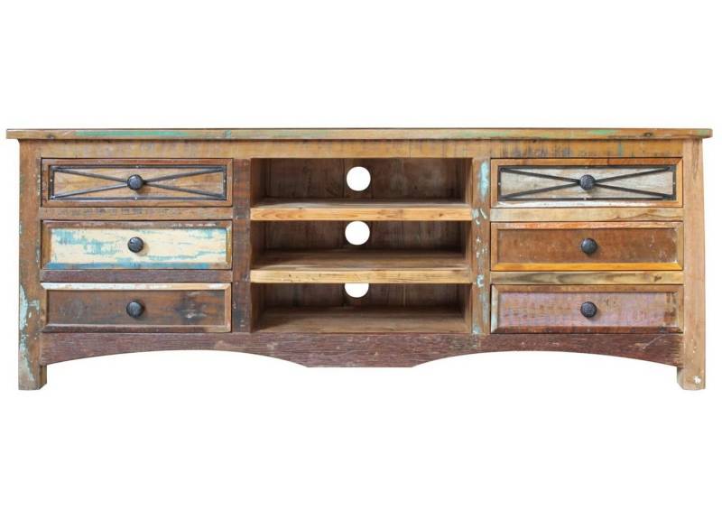 Massivmoebel24 TV-Board (Massivholz), TV-Board Altholz 160x45x60 mehrfarbig lackiert NATURE OF SPIRIT #16 von Massivmoebel24