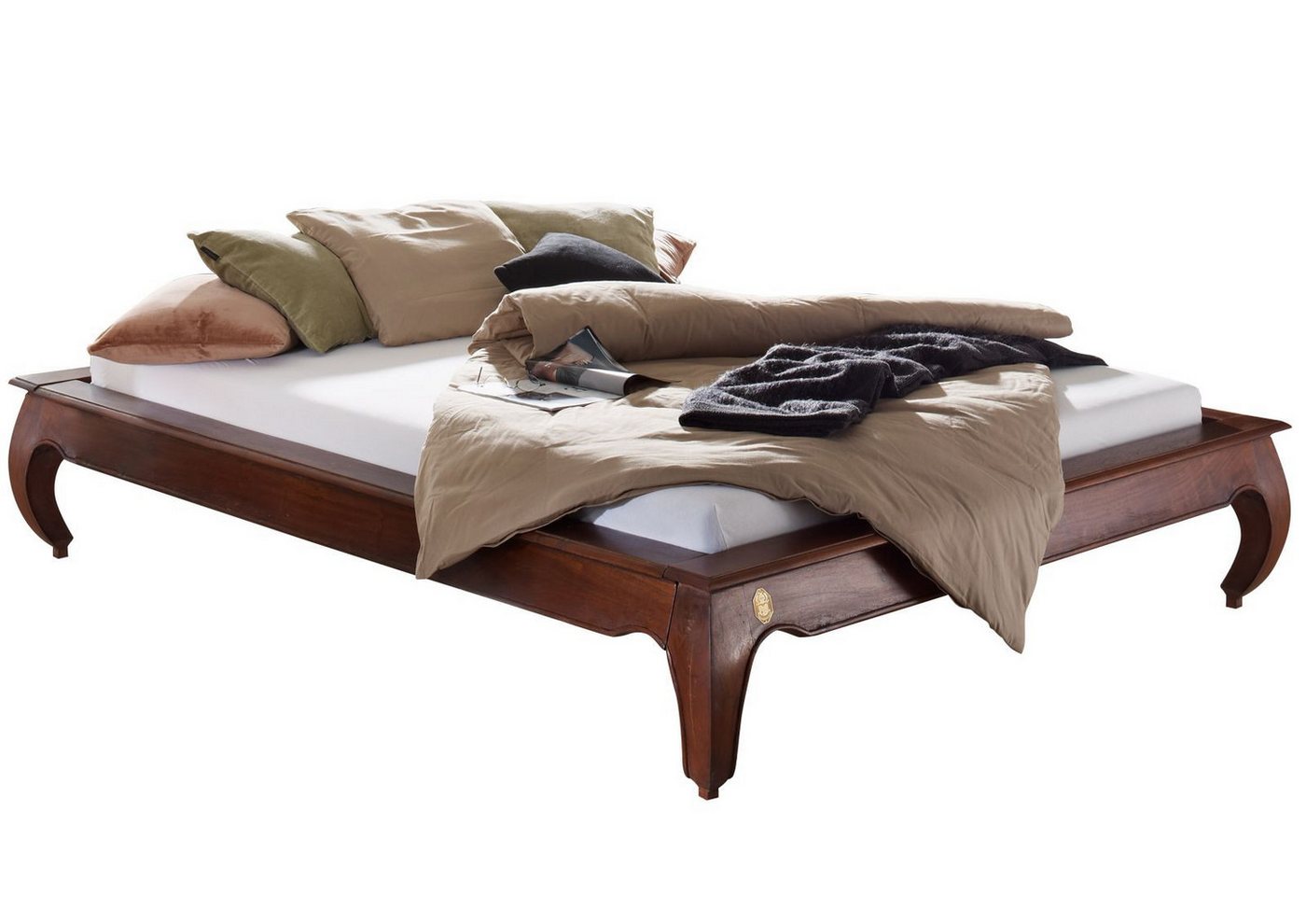 Massivmoebel24 Massivholzbett (Bett Akazie 180x200x42 nougat lackiert OPIUM #264) von Massivmoebel24