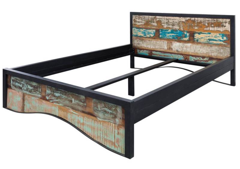 Massivmoebel24 Massivholzbett (Bett Altholz 140x200 mehrfarbig lackiert INDUSTRIAL #110), Bett Altholz 140x200 mehrfarbig lackiert INDUSTRIAL #110 von Massivmoebel24