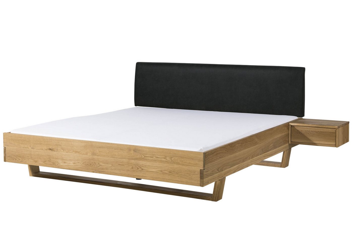 Massivmoebel24 Massivholzbett (mit Nachttisch Fichte 140x200x85 Kopfteil anthrazit FICHTELBERG #41), mit Nachttisch Fichte 140x200x85 Kopfteil anthrazit FICHTELBERG #41 von Massivmoebel24