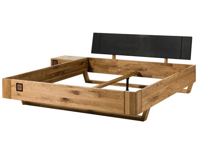 Massivmoebel24 Massivholzbett (mit Nachttisch links Wildeiche 160x200x81 natur KITZBÜHEL #149) von Massivmoebel24