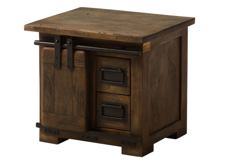 Massivmoebel24 Nachttisch RAILWAY (Massivholz, Massivholztisch), Mango 50x40x45 braun lackiert RAILWAY #4012 von Massivmoebel24